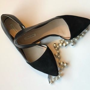 Cole Haan D’Orsay Flats Black Leather and Suede
